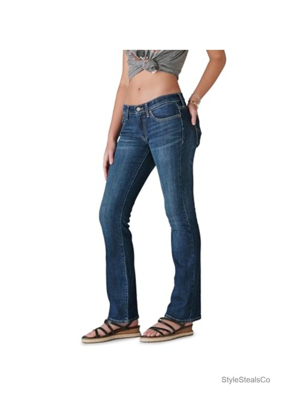 Mid Rise Easy Rider Bootcut Jeans Button Closure Casual Denim - Picture 4 of 6